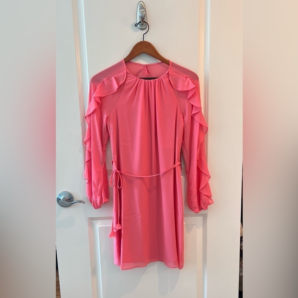 Vince Camuto Ruffle Long Sleeve Chiffon Minidress